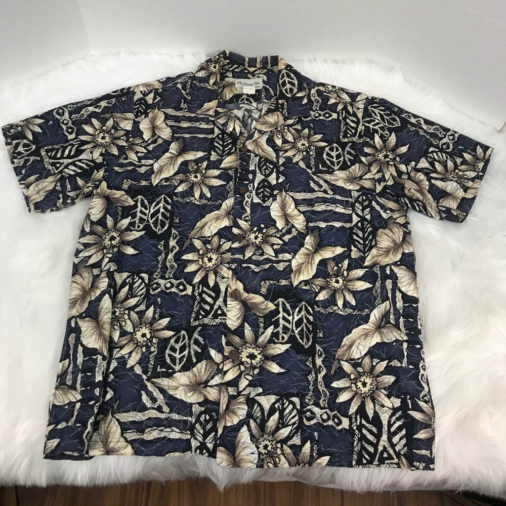 Vintage Bishop St Hawaiian Floral Beach Shirt